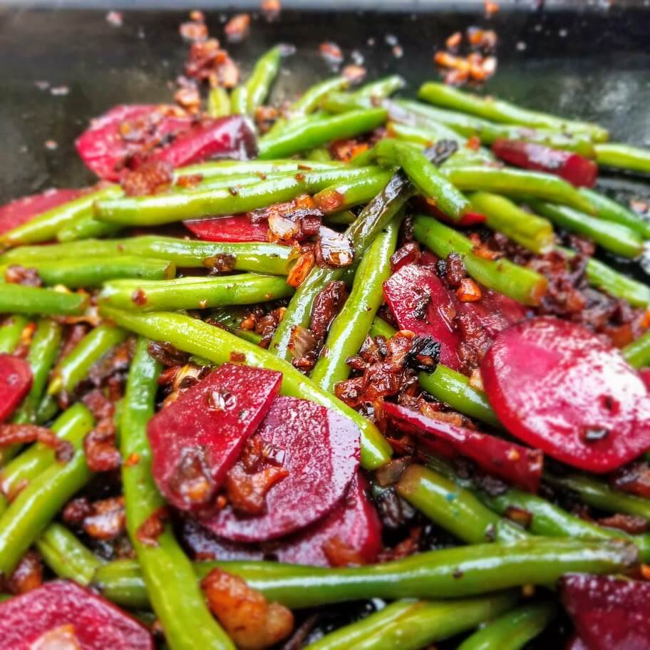 Beets And Bacon On The Griddle